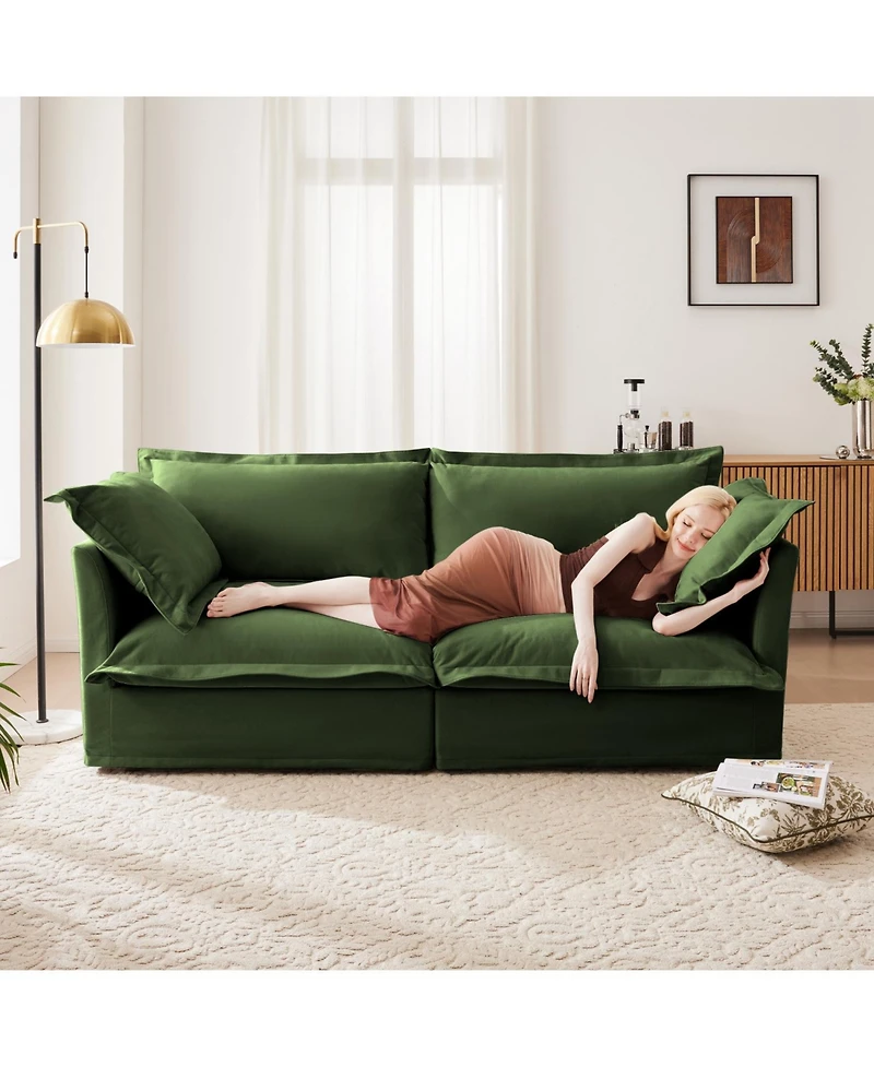 Streamdale Modern 2-Seat Sofa, Chenille with Deep Seat & Detachable Cover, Green