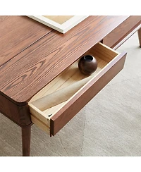 Streamdale Oak Wood Center Table with Storage, Multifunctional Work Desk, Walnut Finish, 120x65x45 cm