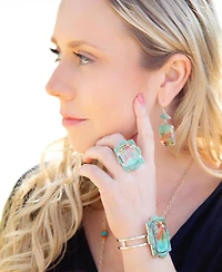 Barse Scenic Sedona Blue Turquoise and Golden Cuff Bracelet