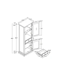 Streamdale Tall Storage Cabinet with Glass Door and Shelves for Home or Office