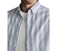 Charles Tyrwhitt Men's Slim Fit Short Sleeve Wrinkle-Resistant Striped Button-Down Shirt