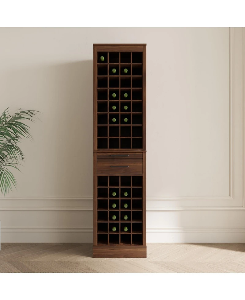 Streamdale brown walnut color modular 32 wine bar cabinet Buffet Cabinet