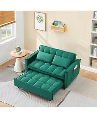 Streamdale 55 "green velvet sofa, elegant with convenient pockets, clever interpretation of the three-in-one conversion art