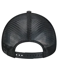 New Era Men's Black Chicago Bulls Midnight Ink Tonal A-Frame Trucker 9FORTY Adjustable Hat