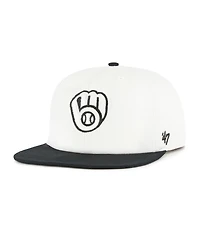 '47 Brand Men's White/Black Milwaukee Brewers Foundation Captain Snapback Hat