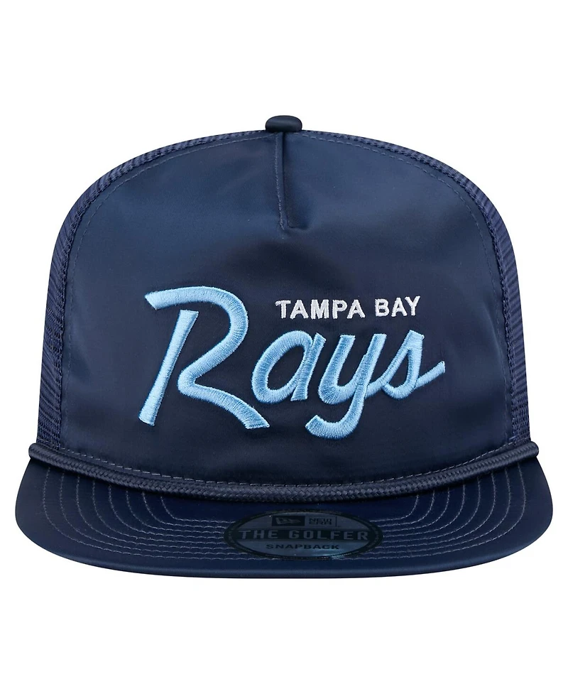 New Era Men's Navy Tampa Bay Rays Retro Satin Script Golfer Adjustable Hat