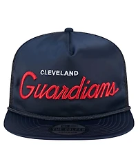 New Era Men's Navy Cleveland Guardians Retro Satin Script Golfer Adjustable Hat