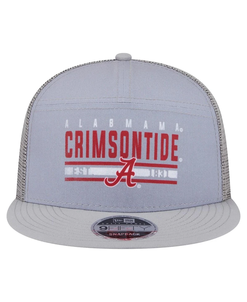 New Era Men's Gray Alabama Crimson Tide Split Panel 9FIFTY Snapback Trucker Hat