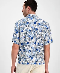 Hugo by Boss Men's Eligino Relaxed Fit Short Sleeve Abstract Print Button-Front Camp Shirt