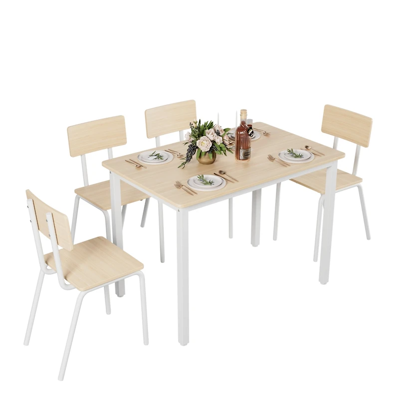 Streamdale 5-Piece Dining Set for 4 Kitchen Table & Chairs, Metal & Mdf, Compact