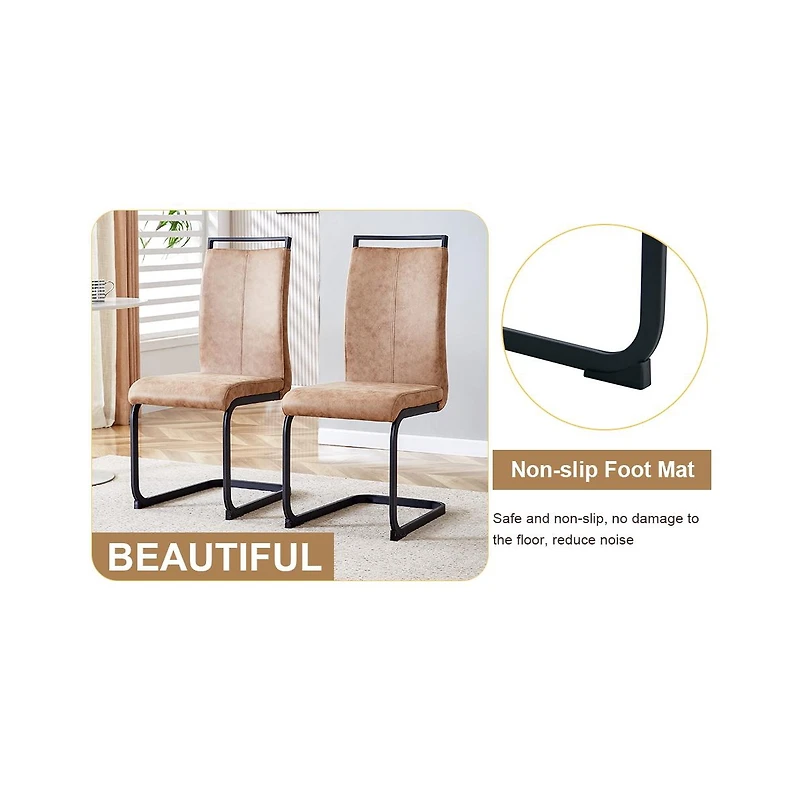Streamdale Cozy Modern Dining Set Table (67"x35.4") + 4 Fabric Chairs