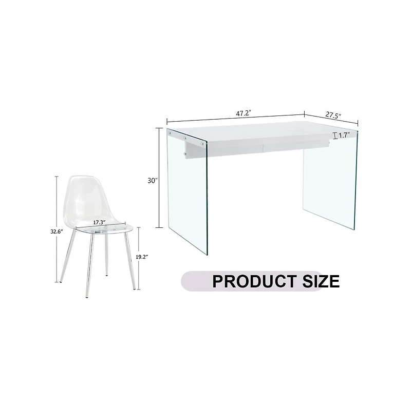 Streamdale White Mdf Coffee Table and 4 Transparent Dining Chairs