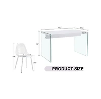 Streamdale White Mdf Coffee Table and 4 Transparent Dining Chairs