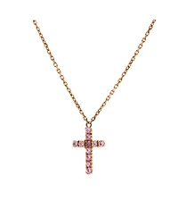 Pre-Owned Cartier Cross Pendant Necklace 18K Rose Gold with Pink Sapphires