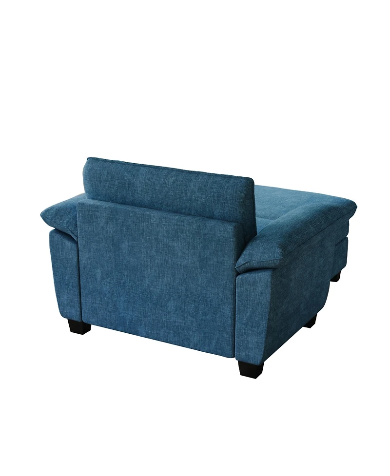 Streamdale 51" Blue Chenille Chaise Lounge with Ottoman & Storage