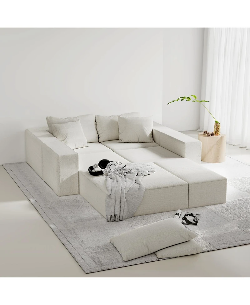 Streamdale Modern Upholstered Sectional Sofa Couch Set, 132" L-Shaped