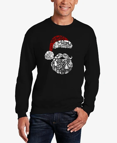 La Pop Art Men's Santa Pics Word Crewneck Sweatshirt