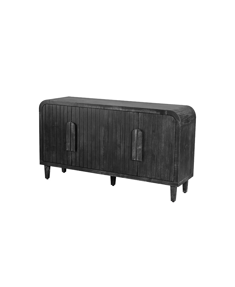 Streamdale 59" Curved Vintage Sideboard with Large Handles and Adjustable Shelves (Antique Black)
