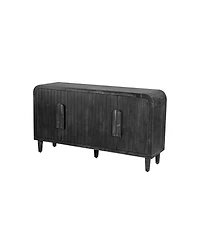 Streamdale 59" Curved Vintage Sideboard with Large Handles and Adjustable Shelves (Antique Black)