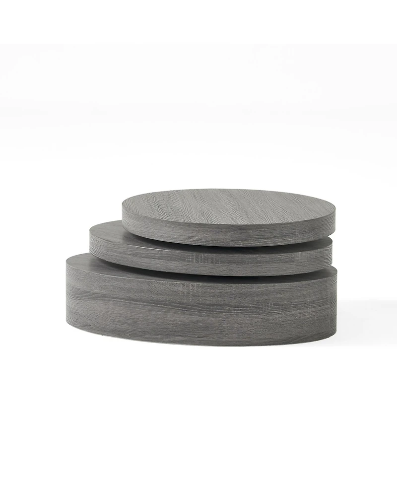 Streamdale Multi-Functional Oval Rotating Coffee Table with 3 Layer Surfaces