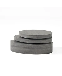 Streamdale Multi-Functional Oval Rotating Coffee Table with 3 Layer Surfaces