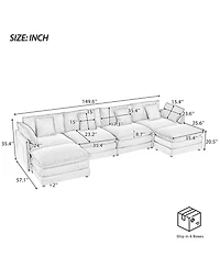 Streamdale Modern Corduroy L-Shape Sofa with Storage Pockets