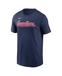 Nike Men's Shane Bieber Navy Cleveland Guardians Fuse Name Number T-Shirt