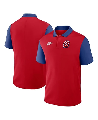 Nike Men's Red/Royal Atlanta Braves Cooperstown Collection Color-Block Victory Performance Polo Shirt