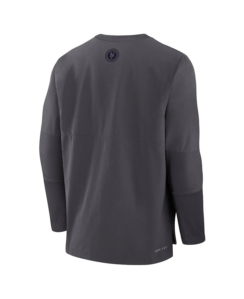 Nike Men's Anthracite New York Mets Authentic Collection City Connect Lightweight Player Tri-Blend Performance Long Sleeve T-Shirt