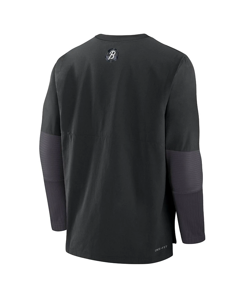 Nike Men's Black Baltimore Orioles Authentic Collection City Connect Lightweight Player Tri-Blend Performance Long Sleeve T-Shirt