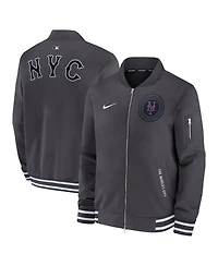 Nike Men's Anthracite New York Mets Authentic Collection City Connect Full-Zip Bomber Jacket