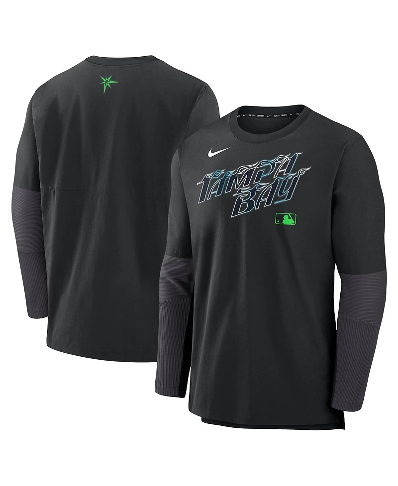 Nike Men's Black Tampa Bay Rays Authentic Collection City Connect Lightweight Player Tri-Blend Performance Long Sleeve T-Shirt