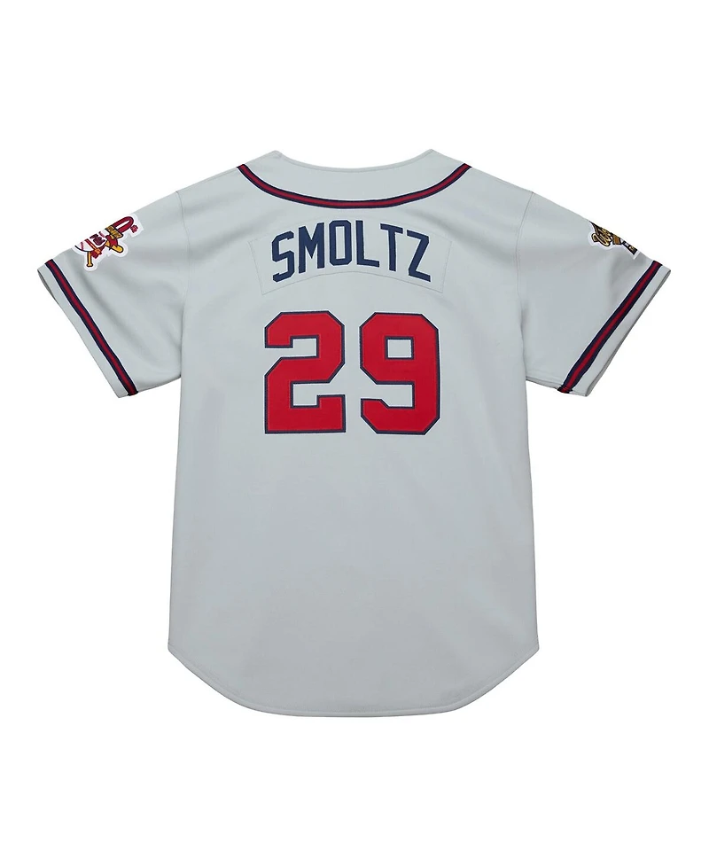 Mitchell & Ness Men's John Smoltz Gray Atlanta Braves 1995 Throwback Authentic Jersey