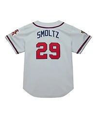 Mitchell & Ness Men's John Smoltz Gray Atlanta Braves 1995 Throwback Authentic Jersey