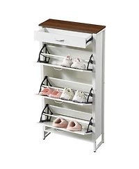 Streamdale Shoe Storage Cabinet with 3 Flip Drawers & 1 Open Drawer