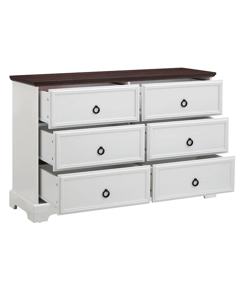 Streamdale Furniture Modern Farmhouse 6-Drawer Dresser