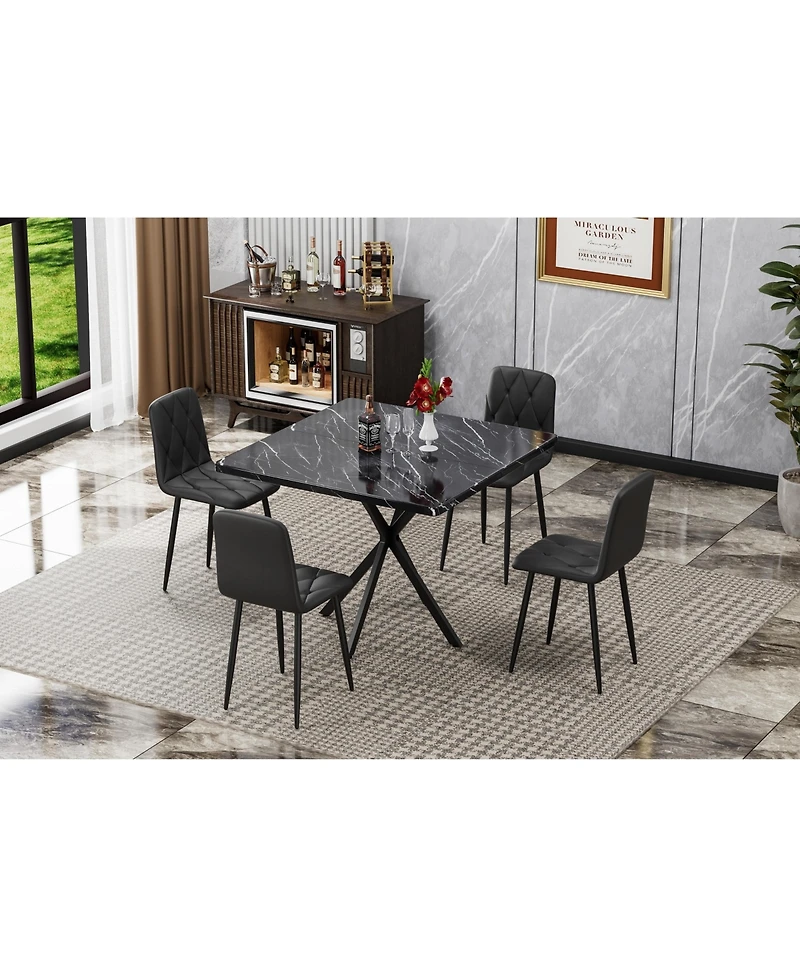 Streamdale Mid-Century Modern Square Dining Table for 4-6