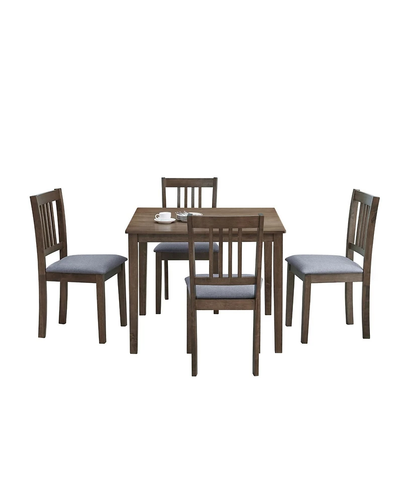 Streamdale Mid-Century Modern Dining Set Table and 4 Upholstered Chairs
