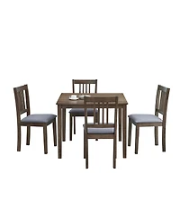 Streamdale Mid-Century Modern Dining Set Table and 4 Upholstered Chairs