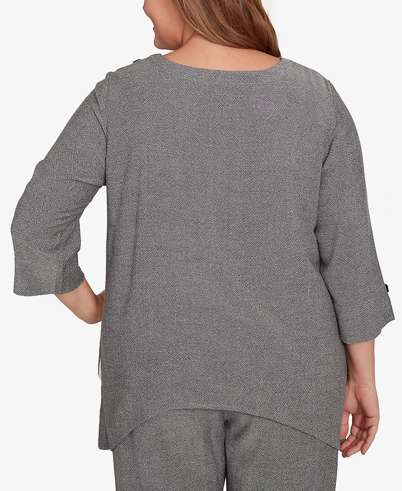 Alfred Dunner Plus Santa Barbara Diagonal Spliced Stripe Top