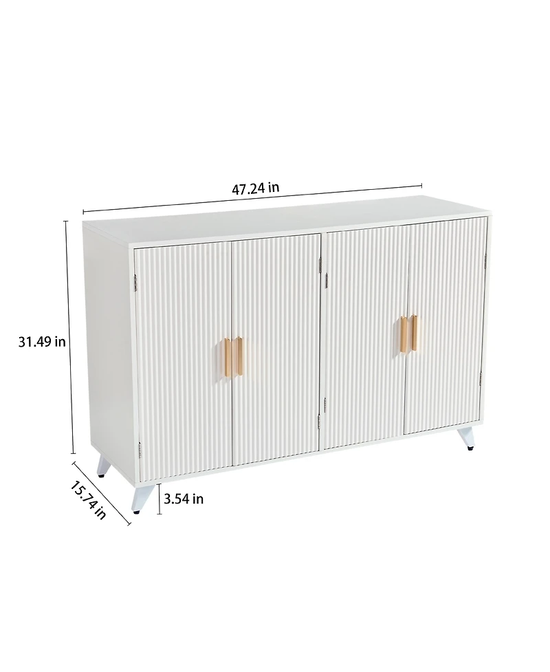 Streamdale Ivory White 4-Door Sideboard Buffet with Removable Shelves