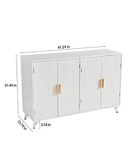 Streamdale Ivory White 4-Door Sideboard Buffet with Removable Shelves