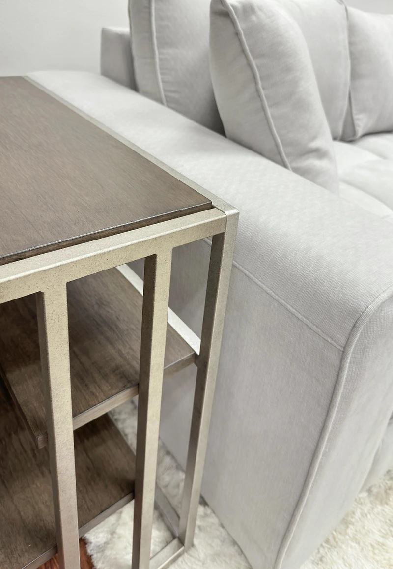 Streamdale Metal Frame Wood Living Room Chairside Table with Shelf