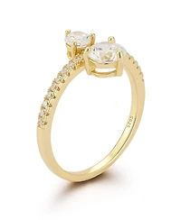 Rachel Zoe 14K Gold Plated Sterling Silver Two Stone Ring