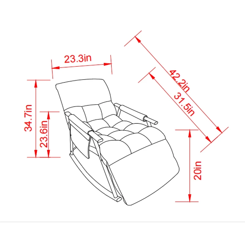 Streamdale Furniture Space-Saving, Adjustable Rocking Chair with Sturdy Iron Frame & Comfortable Cushions