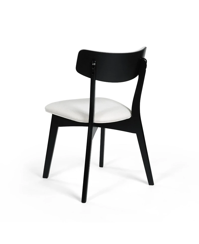 Streamdale Mid-Century Modern Upholstered Dining Chair Pair with Walnut Finish, Set of 2