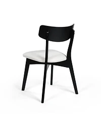 Streamdale Mid-Century Modern Upholstered Dining Chair Pair with Walnut Finish, Set of 2