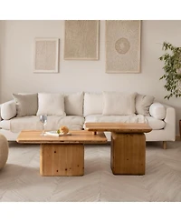 Streamdale Vintage Square Coffee Table Set, Wood Grain Finish (Set of 2)