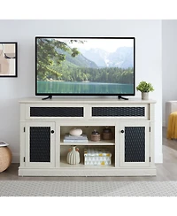 Streamdale Embossed Tv Stand with Open and Closed Storage, Sliding Door, 58.27"W