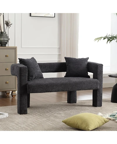 Streamdale Modern Comfy 2-Seater Chenille Loveseat (Carbon Black)